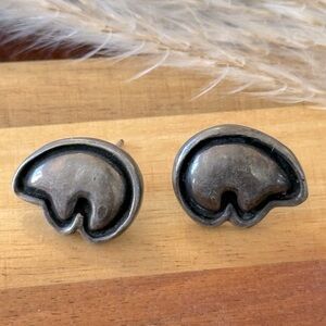 Native American Fetish Bear sterling silver Earrings